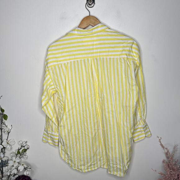 ANTHROPOLOGIE x MAEVE The Bennet Buttondown Shirt Yellow Stripe Sz XS {V33} - Picture 3 of 5